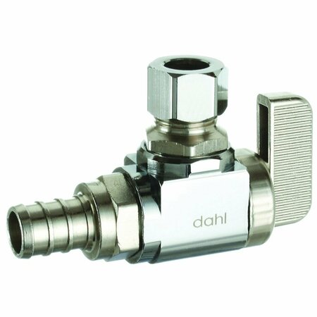 DAHL BROTHERS CANADA Dahl mini-ball Stop Valve, 1/2 x 3/8in Connection, Crimp x Compression, 250 PSI, Brass Body 611-PX3-31-BAG